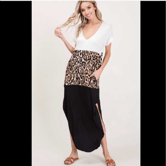 Leopard Print Color Block Maxi Dress - Picture 6 of 12